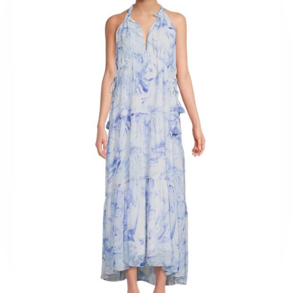 NWT Saylor Annela midi dress marble blue - small *minor flaws*